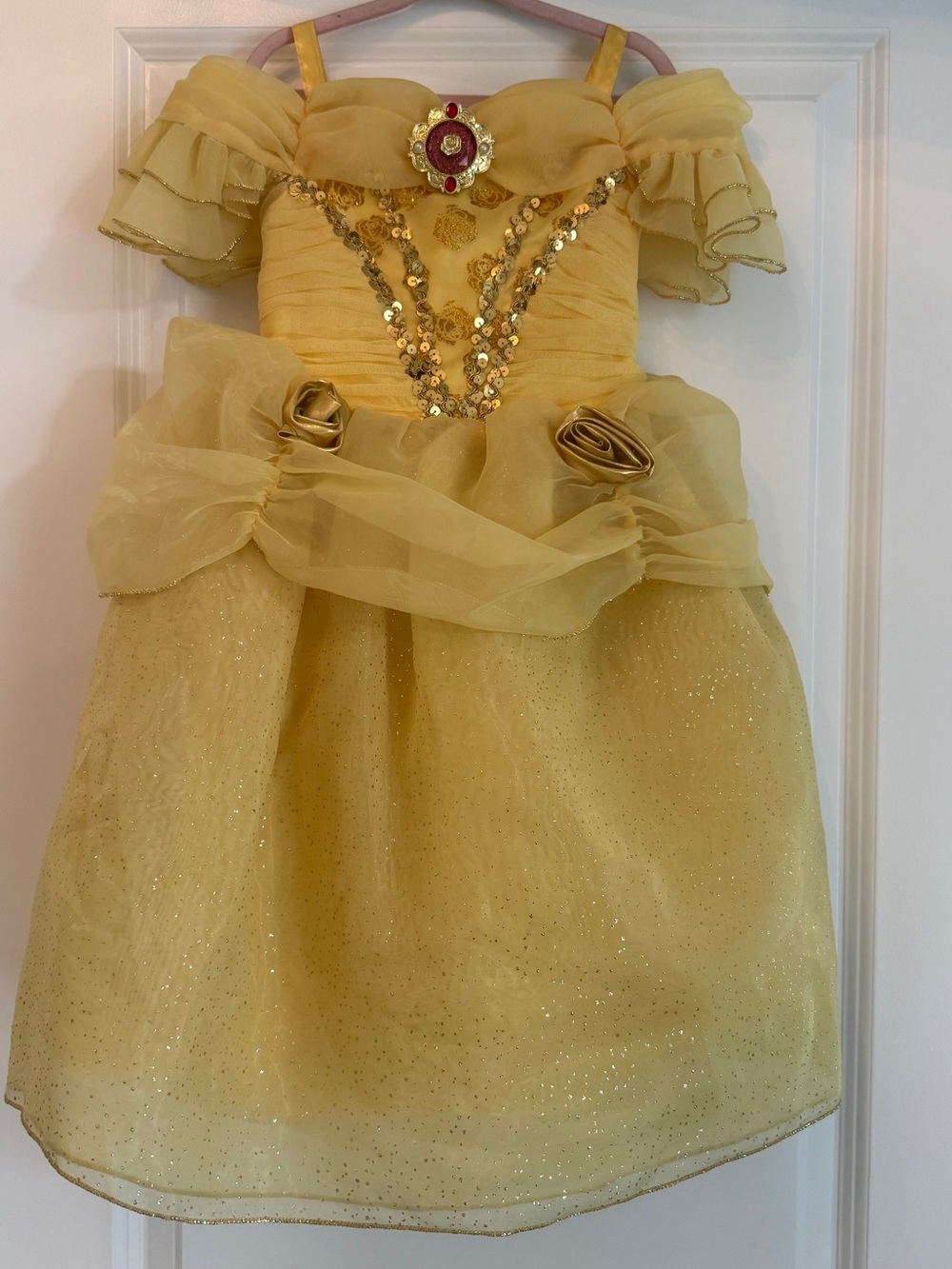 Gold Princess Ball Gown Kids Costume Dress Disney Belle Halloween Costume